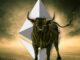 Bull in front of ethereum logo