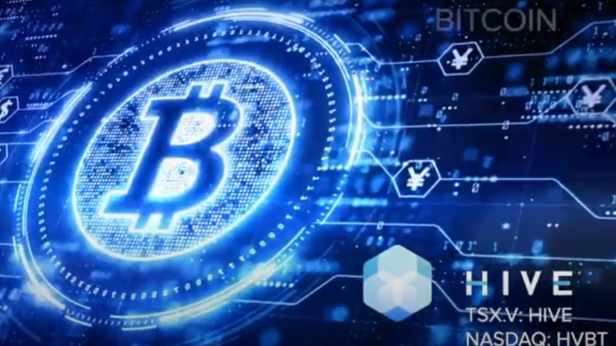 HIVE, the bitcoin logo + the HIVE logo