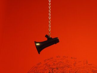 Coin Center, a hanging megaphone