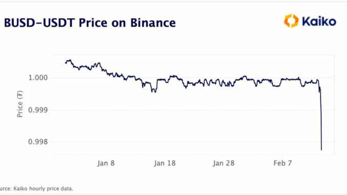 BUSD Depegs From Rival Stablecoin Tether After US Regulator Tells Paxos to Stop Minting New Tokens