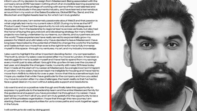 Mastercard’s NFT Leader Quits, Mints His Resignation Letter on the Way Out