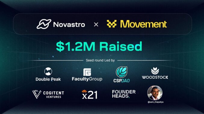 Novastro Raises $1.2 Million in Seed Round to Bring RWA Solutions to Move Ecosystem