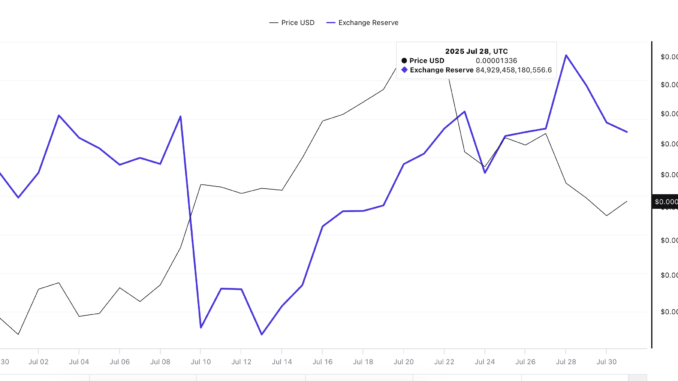 Shiba Inu price and piling exchange reserves: