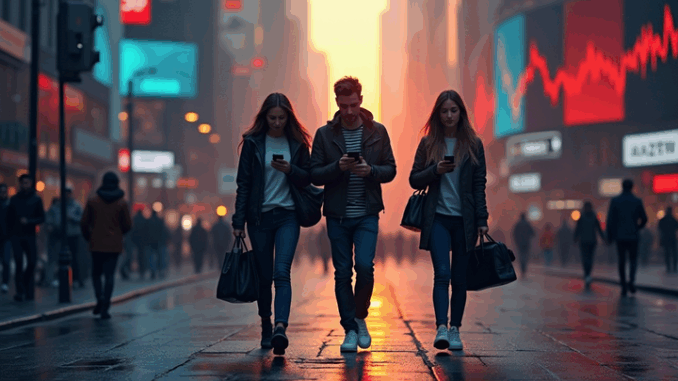 3 People Walking in the City While Busy Using the Phones