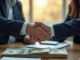 Illustration of Business People Closing a Deal