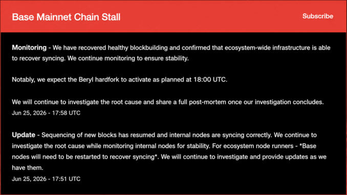 Base Network Stalls After Invalid Block Freezes Sequencer
